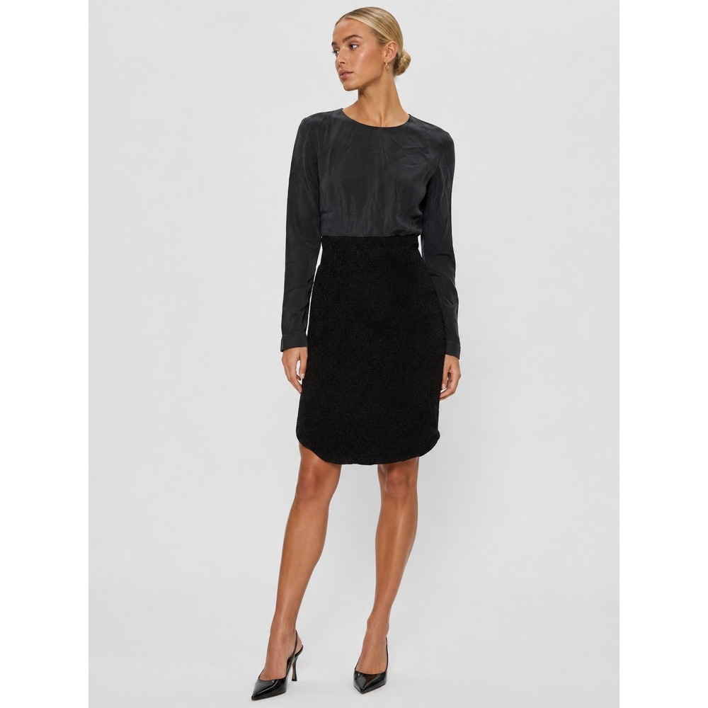 Theyskens Theory Black Silk Blend Sheath Office Dress Long Sleeve 6 S